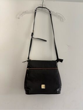 Dooney & Bourke Black Pebbled Leather Crossbody with Gold Hardware